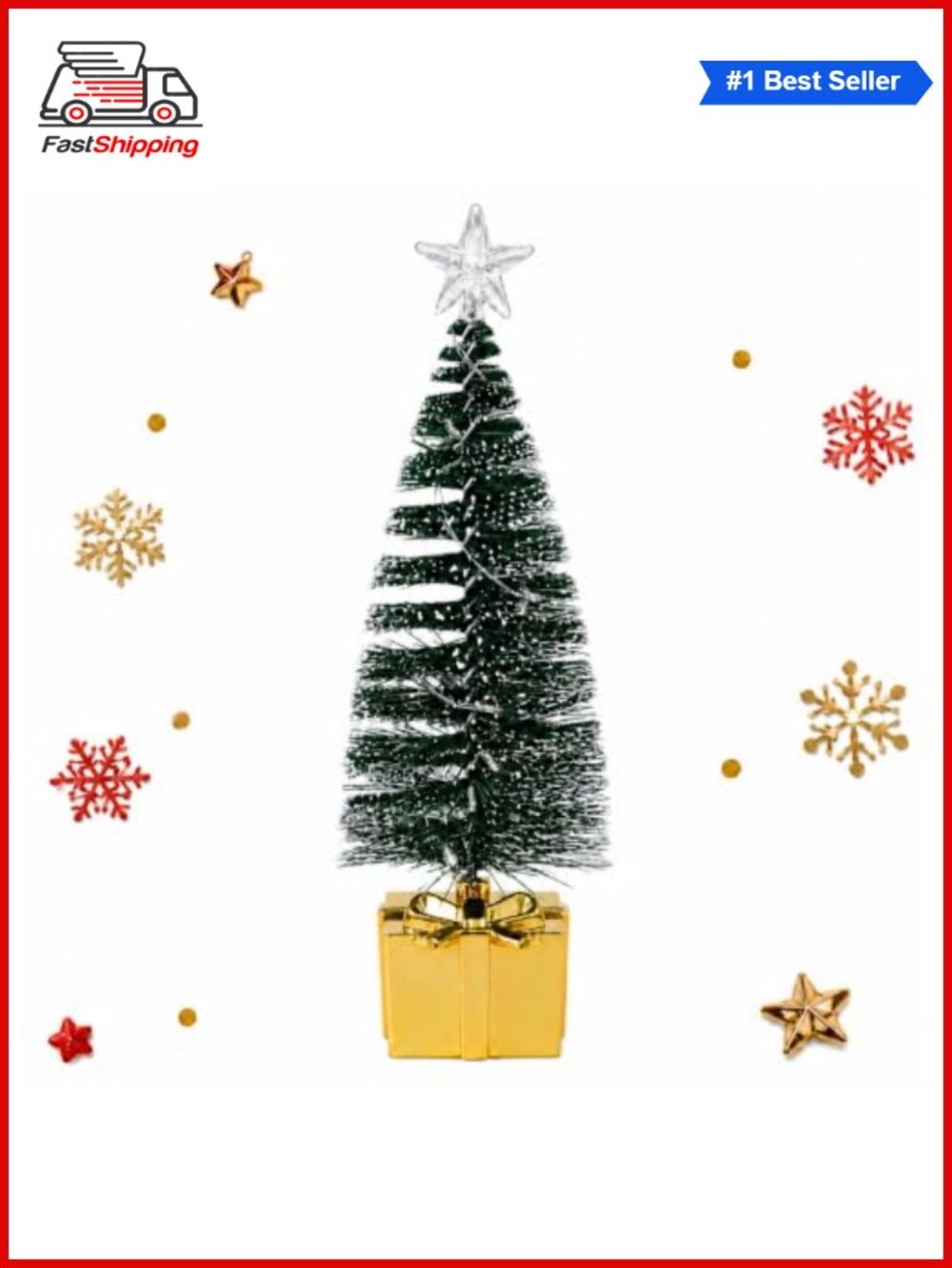 🎅 Mini Artificial Christmas Tree LED String Lights Star Tabletop Xmas Decor